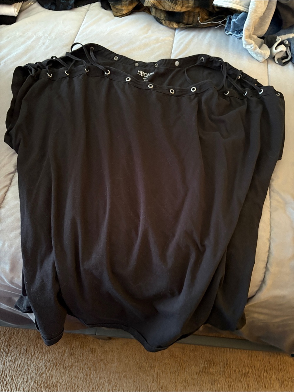 Torrid Heritage Black Off-Shoulder Lace-Up Long Sleeve Top